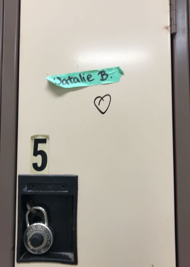 my locker at an old job with a heart my friend left for me