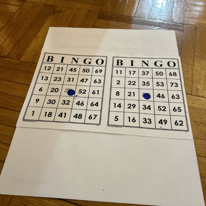 homemade bingo night with my friends